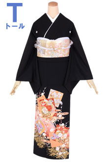 黒留袖：T312 鶴と波| 黒留袖レンタル │ 京都着物レンタル夢館