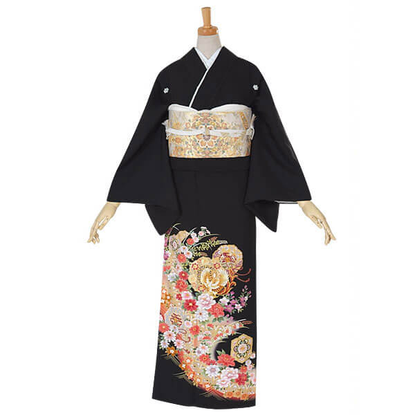 黒留袖：T276 鳳凰に裏鏡文様| 黒留袖レンタル │ 京都着物レンタル夢館