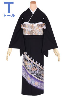 黒留袖：T312 鶴と波| 黒留袖レンタル │ 京都着物レンタル夢館