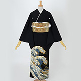 黒留袖：T366 桂由美 北斎 浮世絵「神奈川沖浪裏」| 黒留袖レンタル