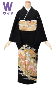 黒留袖：T252 熨斗に薔薇 赤ぼかし ラメ☆(絹)(T253)(w)| 黒留袖