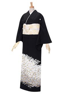 黒留袖：T075 kansai 【訳あり】金駒刺繍唐華文と鳳凰☆| 黒留袖レンタル │ 京都着物レンタル夢館