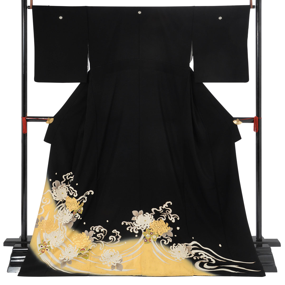 黒留袖：T428 京友禅 流水菊| 黒留袖レンタル │ 京都着物レンタル夢館