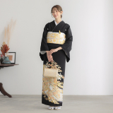 黒留袖：T441 桂由美 貝桶熨斗に吉祥草花| 黒留袖レンタル │ 京都着物
