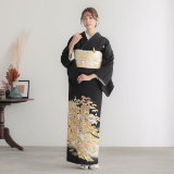 黒留袖：T441 桂由美 貝桶熨斗に吉祥草花| 黒留袖レンタル │ 京都着物
