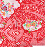 産着女児：SG016 赤 刺繍束ね熨斗に鼓│ 産着レンタル │ 京都着物