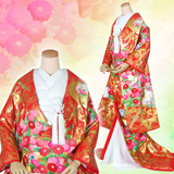 白無垢　和装　結婚式など　打掛のみ　鶴柄 鶴に花鼓｜東京でご案内できる白無垢コレクション｜和婚スタイル
