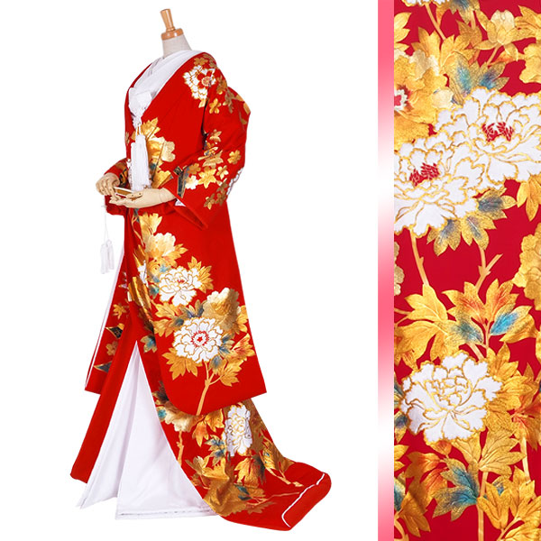 白無垢・色打掛:U016 牡丹・桜熨斗| 婚礼衣装レンタル | 京都着物