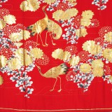 5k961 色掛下　袷　唐織　花嫁衣裳　乱菊　赤　白　花柄　和装　着物 白無垢・色打掛:U026 赤 鶴に菊| 婚礼衣装レンタル | 京都着物