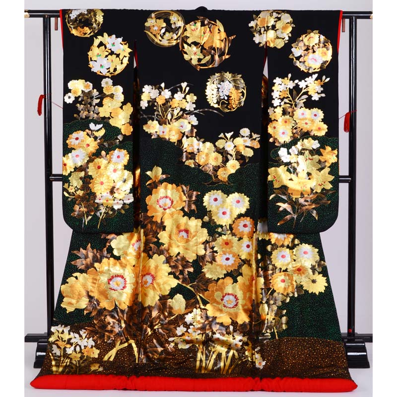 白無垢・色打掛:U027 黒 牡丹に水仙| 婚礼衣装レンタル | 京都