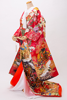 花嫁衣裳打掛 楽天市場】色打掛 着物 神社婚 和装 花嫁衣裳 1AI0242 雲取に薬玉 古典