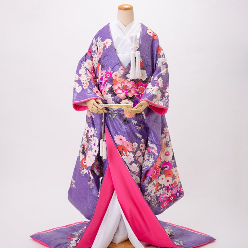 白無垢・色打掛:U038 紫 花づくし| 婚礼衣装レンタル | 京都着物