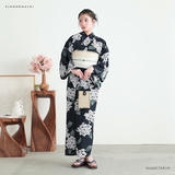 浴衣: YK111 きもの町 ディープネイビー 紫陽花 | 京都着物レンタル夢館