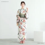 着物・浴衣 KIHO 浴衣: YK129 きもの町 白×薄紅色 チューリップ | 京都着物レンタル夢館